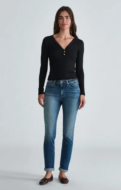 Mavi Kathleen Slim Boyfriend Jeans In Mid  Feather Blue In Medium Blue