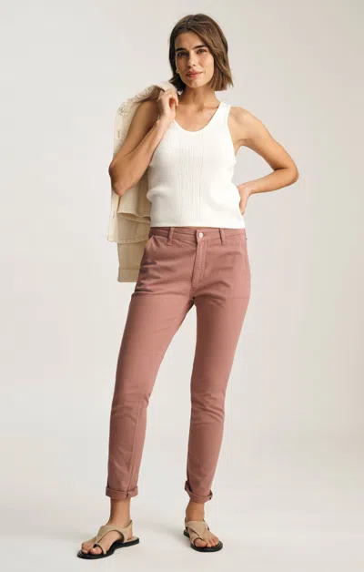 Mavi Kathleen Slim Chino In Old Magenta Twill In Pink
