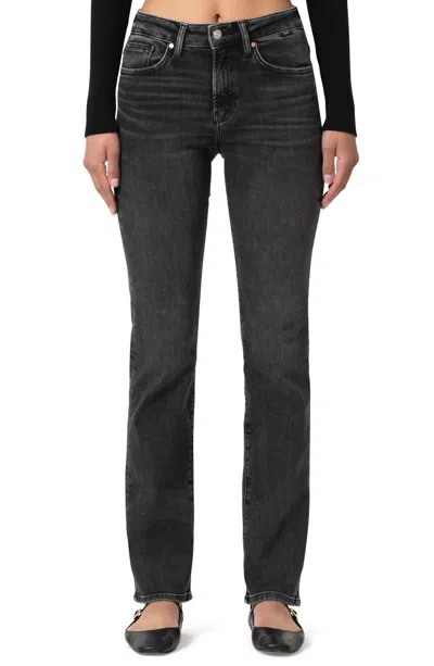 Mavi Kendra High Waist Straight Leg Jeans In Smoke Brushed Flex Blue In Black