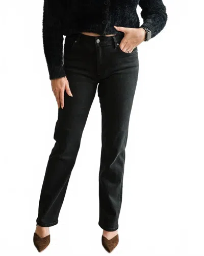 Mavi Kendra Straight Jeans In Dark Smoke In Black