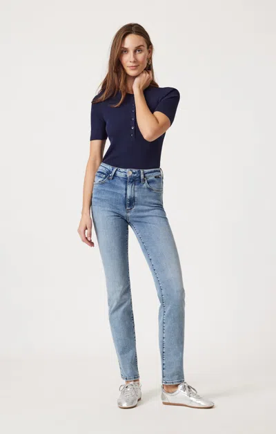 Mavi Kendra Straight Leg In Light Brushed Tribeca In Light Blue