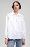 MAVI LACE DETAIL BUTTON-UP SHIRT IN WHITE