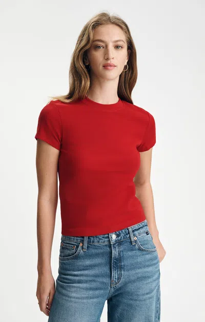 Mavi Layla Ribbed Crew Neck T-shirt In Savvy Red