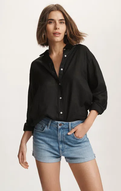 Mavi Linen Button-up Shirt In Black