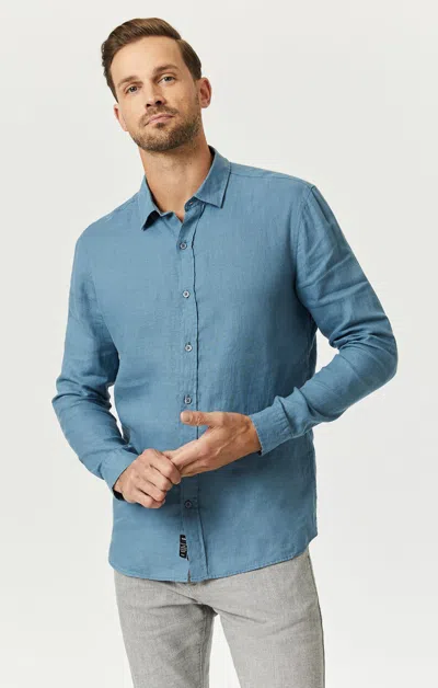 Mavi Linen Button-up Shirt In Bluestone In Medium Blue