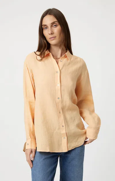 Mavi Linen Button-up Shirt In Caramel Cream In Orange