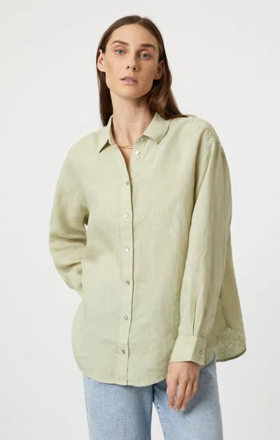 Mavi Linen Button-up Shirt In Lint In Green