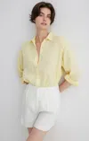 Mavi Linen Button-up Shirt In Pastel Yellow