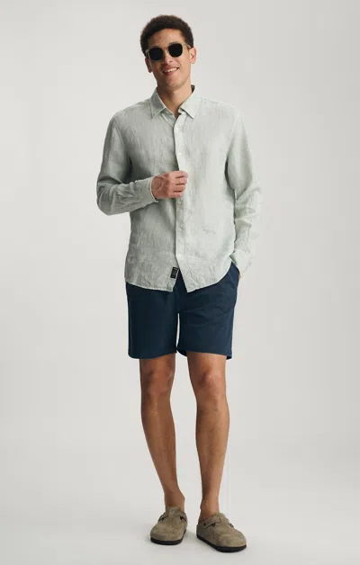 Mavi Linen Button-up Shirt In Aqua Gray In Green