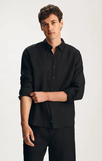 Mavi Linen Button-up Shirt In Black