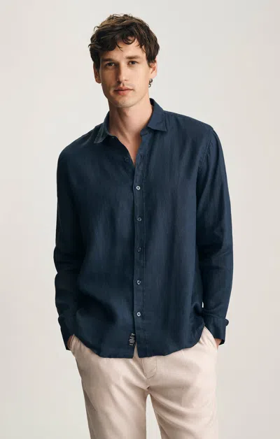 Mavi Linen Button-up Shirt In Black Iris In Blue