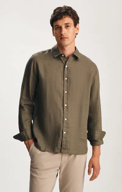 Mavi Linen Button-up Shirt In Dusty Olive In Green