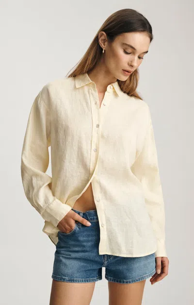 Mavi Linen Button-up Shirt In Flan In Nude