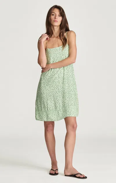 Mavi Linen Cami Mini Dress In Green Flower Printed In Multi