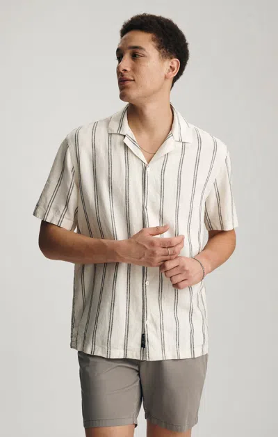 Mavi Linen Camp Collar Short Sleeve Shirt In Off White