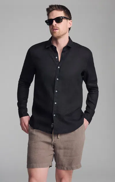 Mavi Linen Long Sleeve Button-up Shirt In Black