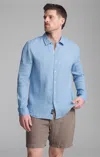 Mavi Linen Long Sleeve Button-up Shirt In Faded Denim
