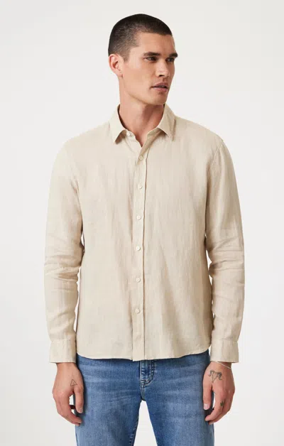 Mavi Linen Long Sleeve Button-up Shirt In Feather Gray In Beige