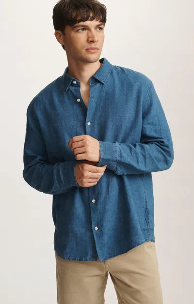 Mavi Linen Long Sleeve Button-up Shirt In Indigo