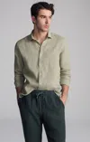 Mavi Linen Long Sleeve Button-up Shirt In Seagrass In Green