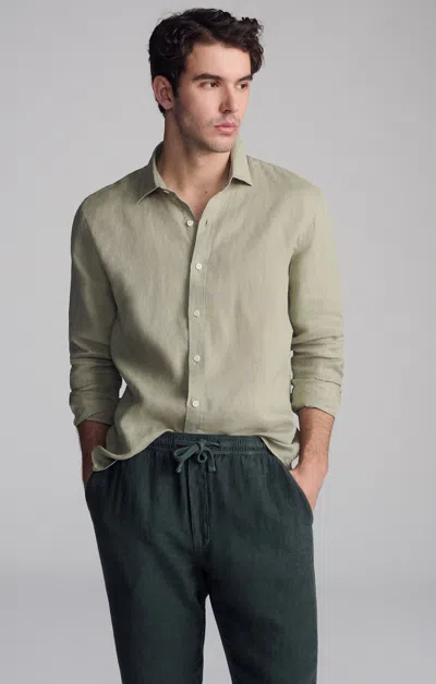 Mavi Linen Long Sleeve Button-up Shirt In Seagrass In Green