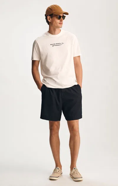 Mavi Linen Pleated 7" Inseam Shorts In Sky Captain In Black