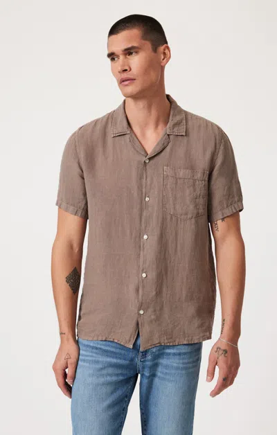 Mavi Linen Short Sleeve Shirt In Brindle In Brown