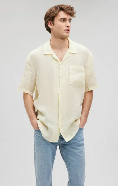Mavi Linen Short Sleeve Shirt In Transparent Yellow