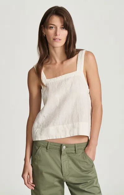 Mavi Linen Square Neck Tank Top In White