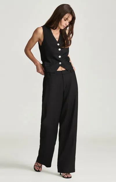 Mavi Linen Straight Leg Pants In Black