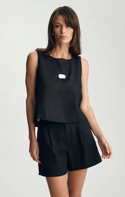 Mavi Linen Tank Top In Black