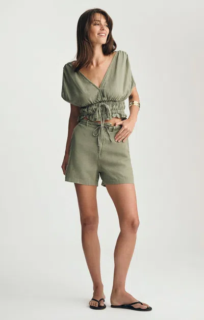 Mavi Linen Tie-waist Shorts In Green