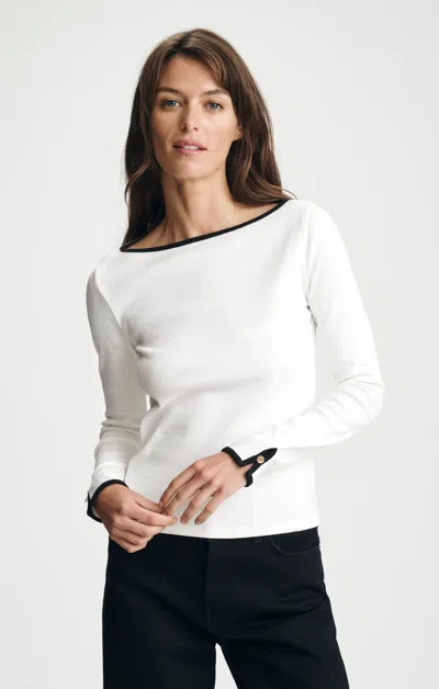 Mavi Long Sleeve Boat Neck Tee In Antique White