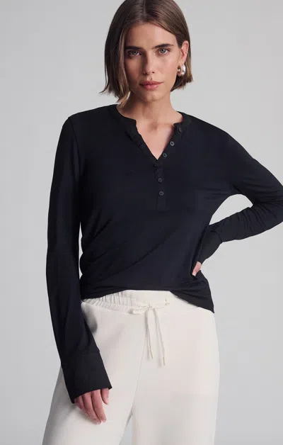 Mavi Long Sleeve Button T-shirt In Black