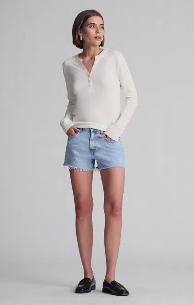 Mavi Long Sleeve Button T-shirt In Coconut Milk