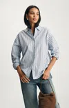 Mavi Long Sleeve Button-up Shirt In Blue Stripe In Blue