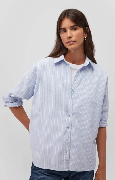 Mavi Long Sleeve Button-up Shirt In Blue Stripe In Light Blue