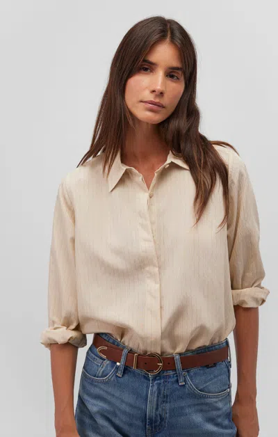 Mavi Long Sleeve Button-up Shirt In Coconut Milk Stripe In Beige