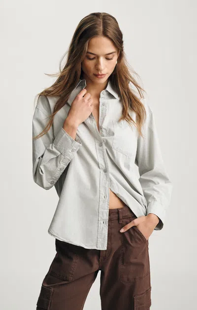 Mavi Long Sleeve Button-up Shirt In High-rise In Gray