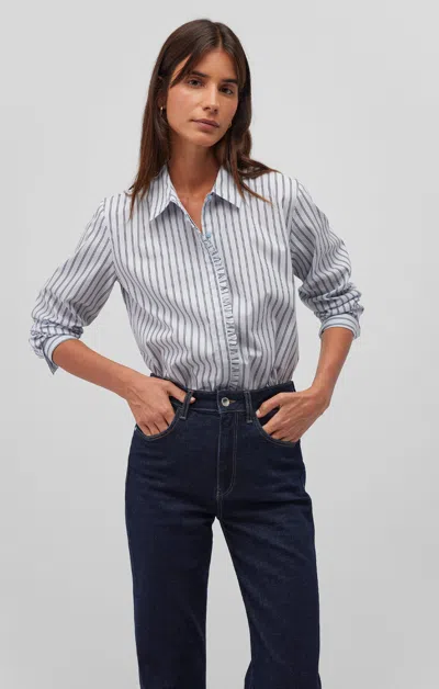 Mavi Long Sleeve Button-up Shirt In Navy Striped In Dark Blue