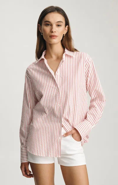 Mavi Long Sleeve Button-up Shirt In Red Striped
