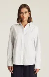 Mavi Long Sleeve Button-up Shirt In White Blue Stripe In Multi