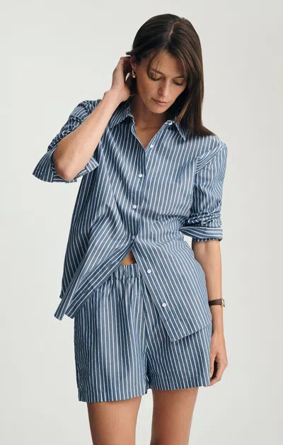 Mavi Long Sleeve Button-up Shirt In Navy Peony Stripe In Blue