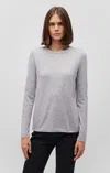 Mavi Long Sleeve Crew Neck T-shirt In Snow Grey Melange In Grey