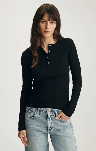 Mavi Long Sleeve Henley T-shirt In Black