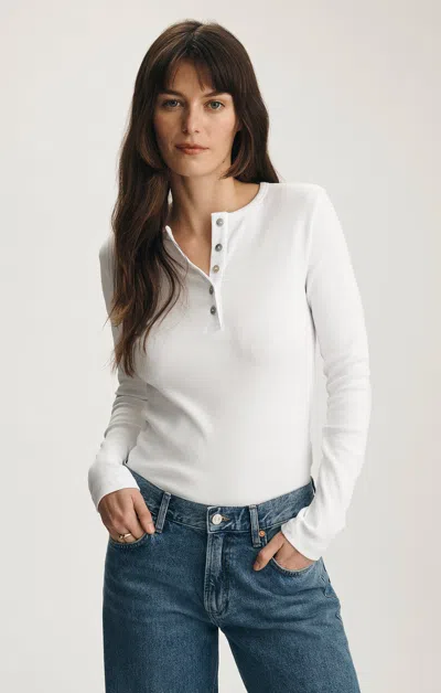 Mavi Long Sleeve Henley T-shirt In White