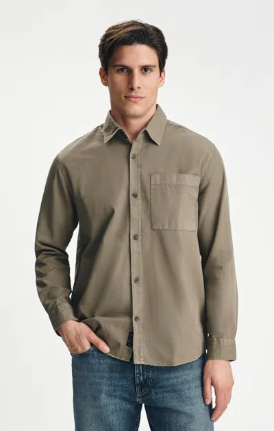 Mavi Long Sleeve Linen Blend Shirt In Bungee Cord In Brown