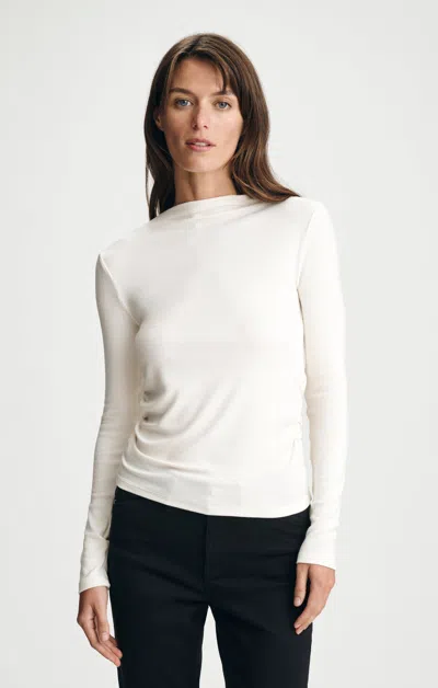 Mavi Long Sleeve Mock Neck T-shirt In White Alyssum