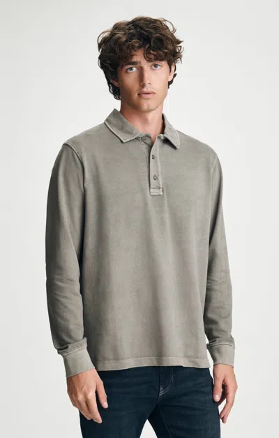 Mavi Long Sleeve Polo In Bungee Cord In Brown