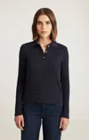 Mavi Long Sleeve Polo T-shirt In Navy Blazer In Blue